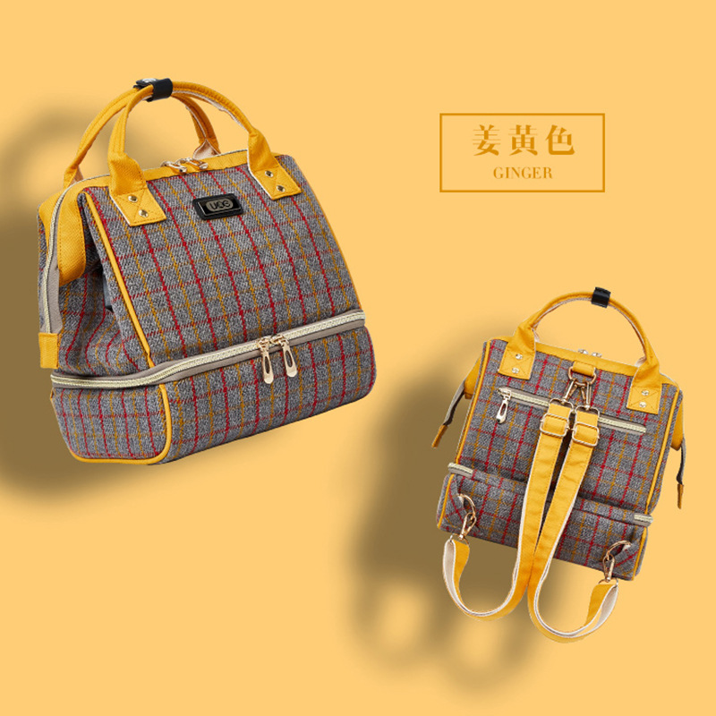 Gingertrumpet Mummy Bag   multi-function Dry wet separation  portable both shoulders Mother baby bag Lunch bag Cross border customized