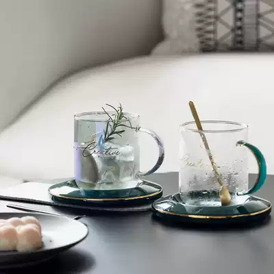 Simple heat-resistant glass household with water cup female office ins Wind Cup with lid light luxury transparent tea cup