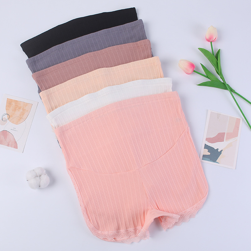 Pregnant Woman Briefs Cotton High Waist Thread Flat Angle Safety Pants Gestation Early Middle Evening Bottom Four Corner Pants Anti-Walking Light Underwear