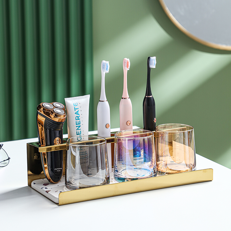 Light Extravagant Electric Toothbrush Shelve Toiletries Cup Home Wash Toothbrushing Cup Suit Makeup Room Wall-mounted Free