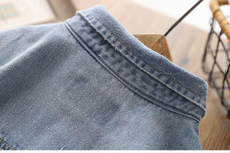 Детская джинсовая рубашка  男童牛仔衬衫2024春秋新款儿童长袖休闲 𫔮外套薄衬衫中大童开 𫔭衫上衣