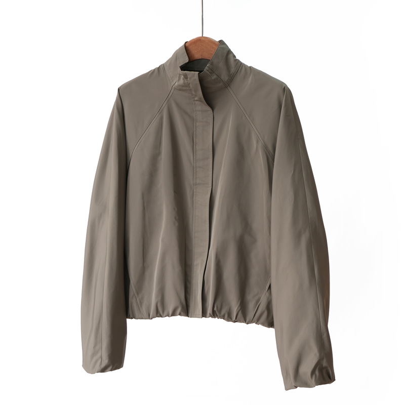 【Kendall Jenner Style】Exclusive Custom-Spun Heavyweight 6A Grade Silky Smooth Silk Taffeta Minimalist Stand Collar Short Jacket Coat