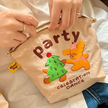 BLUUF TAG original cute illustration embroidery environmentally friendly cloth bag storage portable nylon cosmetic bag crossbody dual use