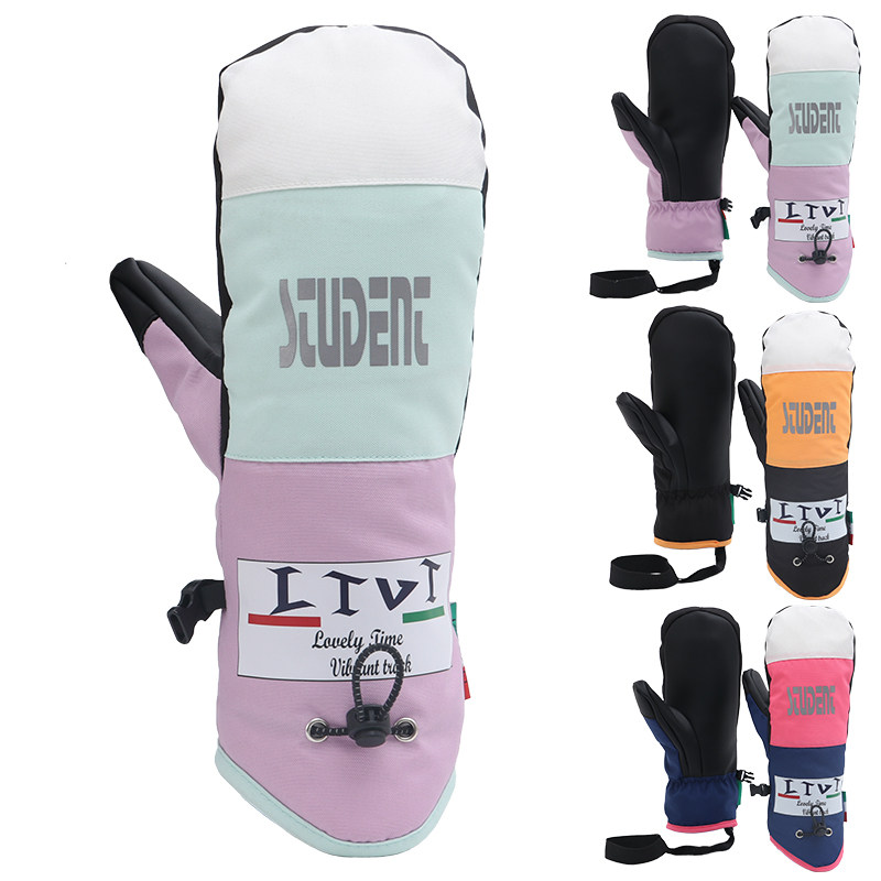 New men's and women's single and double board ski gloves winter waterproof windproof warm wear-resistant couple equipment down hand stuffy