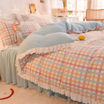 Winter Thickened Milk Suede Nordic Coral Suede Flannel Suede Four Pieces Double Sided Plus Suede Bed Bedding Bed Linen