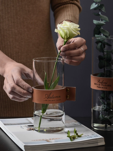 Северная стеклянная ваза Прозрачная цветочная композиция высушенные цветы и богатые бамбуковые украшения гостиной