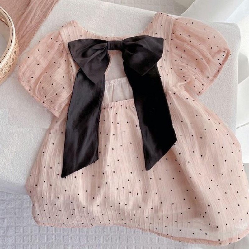 Girls Chiffon Dress 2022 Summer New Baby Girl Cute Backless Bow Princess Skirt Kids