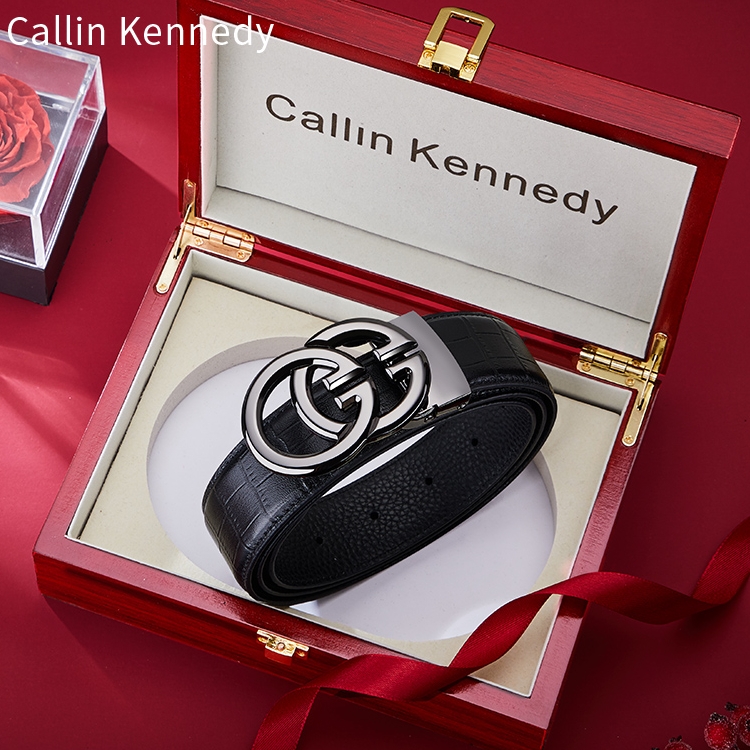 Callin Kennedy Belt Men's Pure Bull Genuine Leather Smooth Buckle Luxury 2021 New Belt Flagship Store