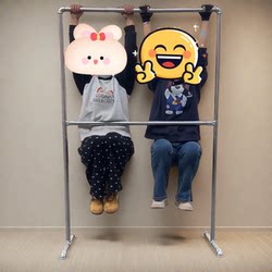 Trendy Clothes Hanger, Thickened and Reinforced Steel Pipe Clothes Rack, Double-Layer Galvanized Bedroom Floor-Standing Clothes Drying Rod