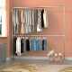 Galvanized Steel Pipe Clothes Drying Rack, Double-Layer Adjustable Floor-Standing Indoor Clothes Rack, Balcony Clothes Drying Rack, Movable Coat Rack
