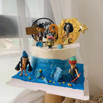 One Piece cake decoration decoration baking with 6 Q version dolls hand-made model pirate ship Luffy Sauron Chopper