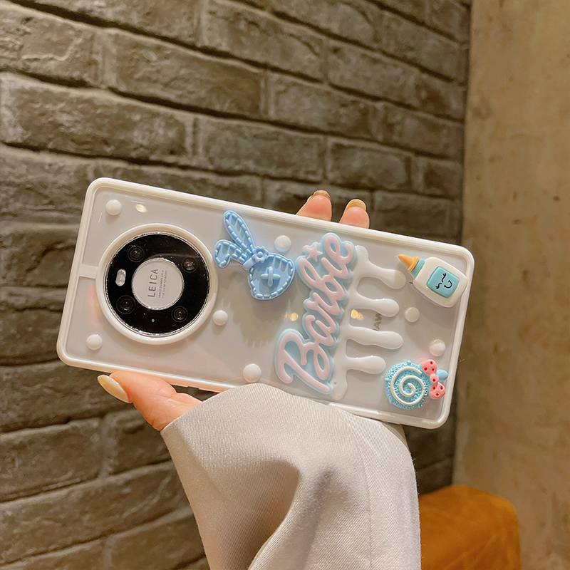 Huawei p50pro mobile phone protective shell drop glue blue rabbit Barbie suitable for p50 silicone anti-fall mate40 transparent and cute