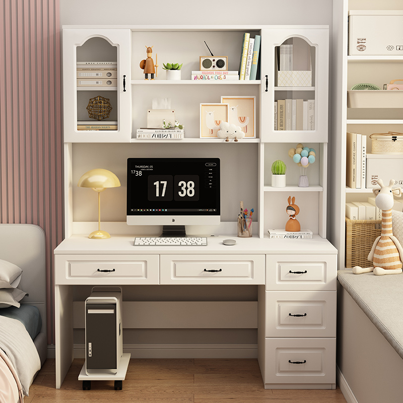 Desk and Bookshelf Integrated Table and Bookcase Combination Office Writing Desk Home Room Bedroom Simple Student Study Desk