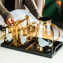 Light luxury water cup set Glass cold water pot cup teacup Household living room with tray Modern Nordic water set