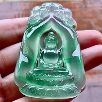 Natural Myanmar A-cargo jade jade jade jade crop ice-type ice Yang green Buddha Public Yang Buddha neck hanging piece for men and women