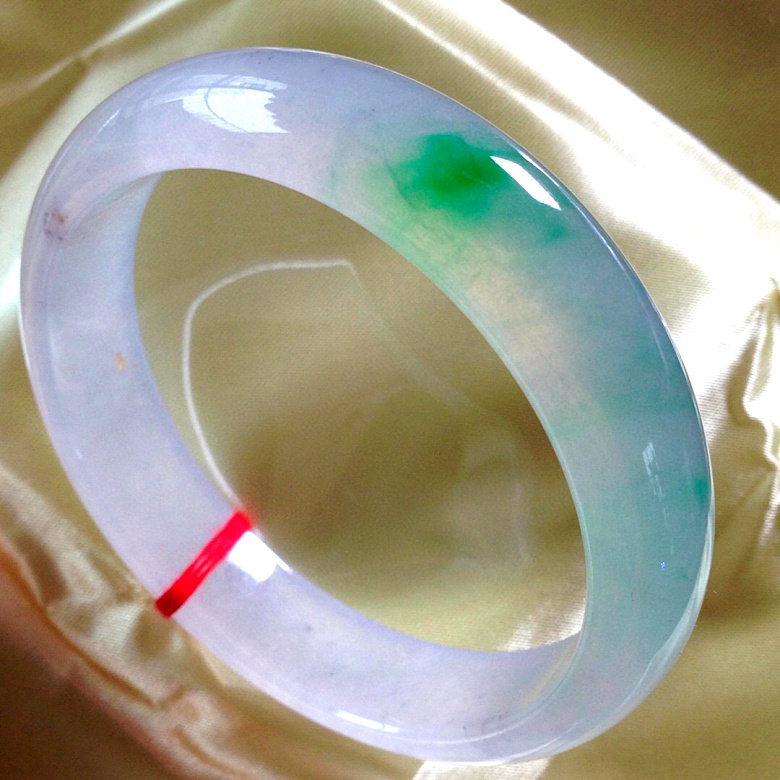 Burmese Ice Type A Jade Bracelet Floating Flowers Round Bar Natural Violet Jade Bracelet Girl Models with Certificate