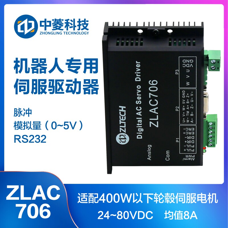 Zhongling ZLAC706 servo drive controller serial port CAN communication robot hub motor special high precision