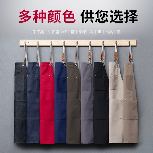 Джинсовый фартук, кофейный водонепроницаемый чай с молоком, популярно в интернете, делается под заказ, с печатью вашего логотипа