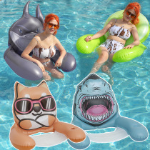 New cross-border thickened animal style water park lounge chair hammock water inflatable bed with cup holder and net