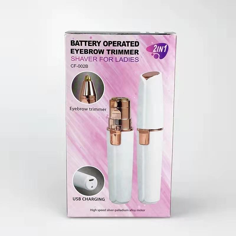 Cross-border two-in-one electric eyebrow trimmer shaver lady eyebrow trimmer rechargeable lipstick hair remover hair removal device