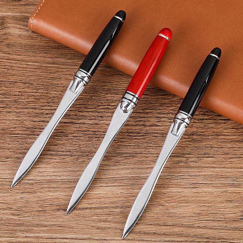 [USD 9.14] Vintage Black Letter Opener Stainless Steel Alloy Laser Logo