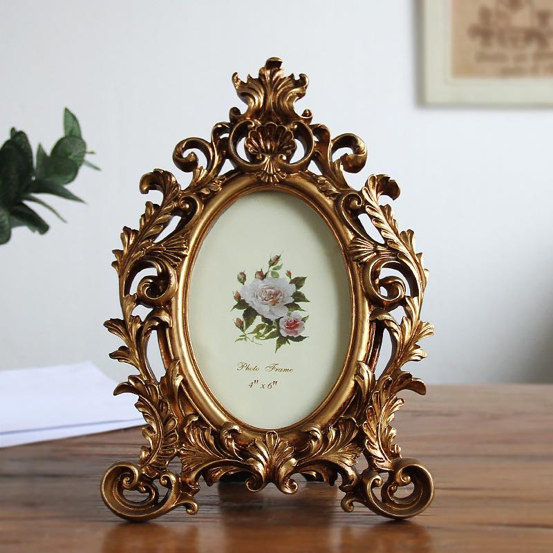 6 inch 7 inch 8 inch European antique do old elliptical resin home stand creative photo frame wholesale
