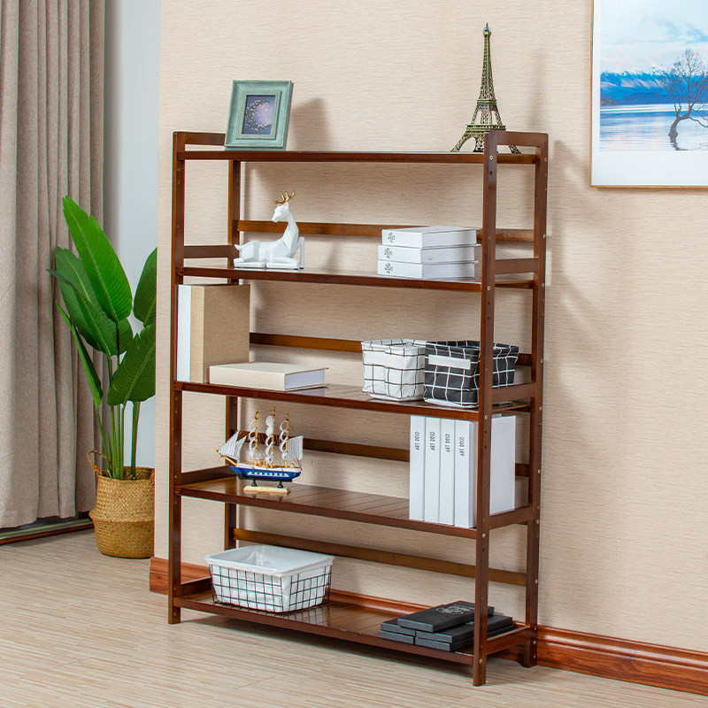 Bathroom storage shelf bamboo living room simple bookshelf bedroom dormitory storage rack wooden partition floor shelf