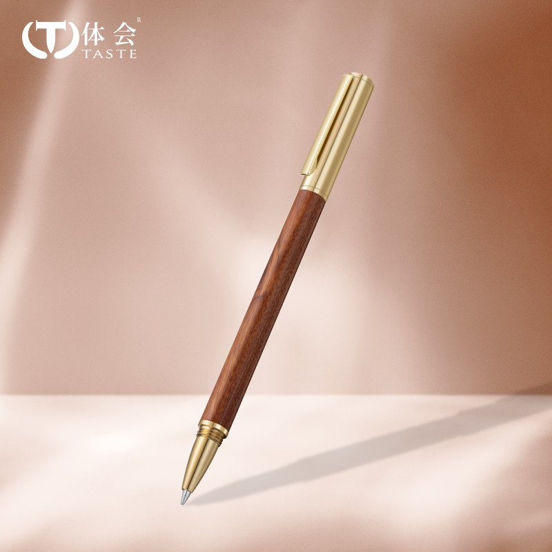 High-end business Chinese style metal signature pen solid wood pen holder special signature pen custom logo pearl pen wholesale