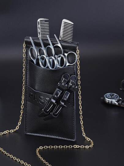 Genuine Leather Scissor Bag, Hairdressing Special-Purpose Crossbody Bag, Hairstylist Haircut Tool Bag, Pet Scissor Bag, Fashionable and Trendy