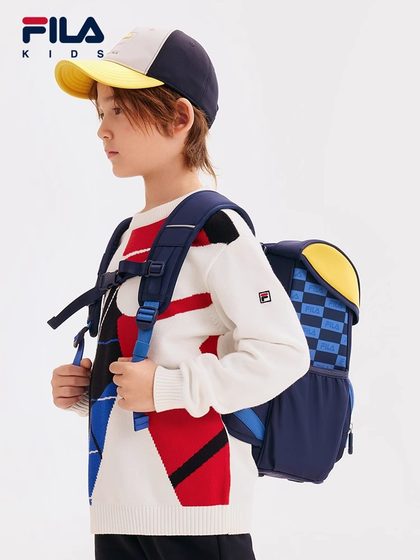 FILA斐乐配件儿童书包2025年春季新款男女大童蝶翼科技护脊双肩包