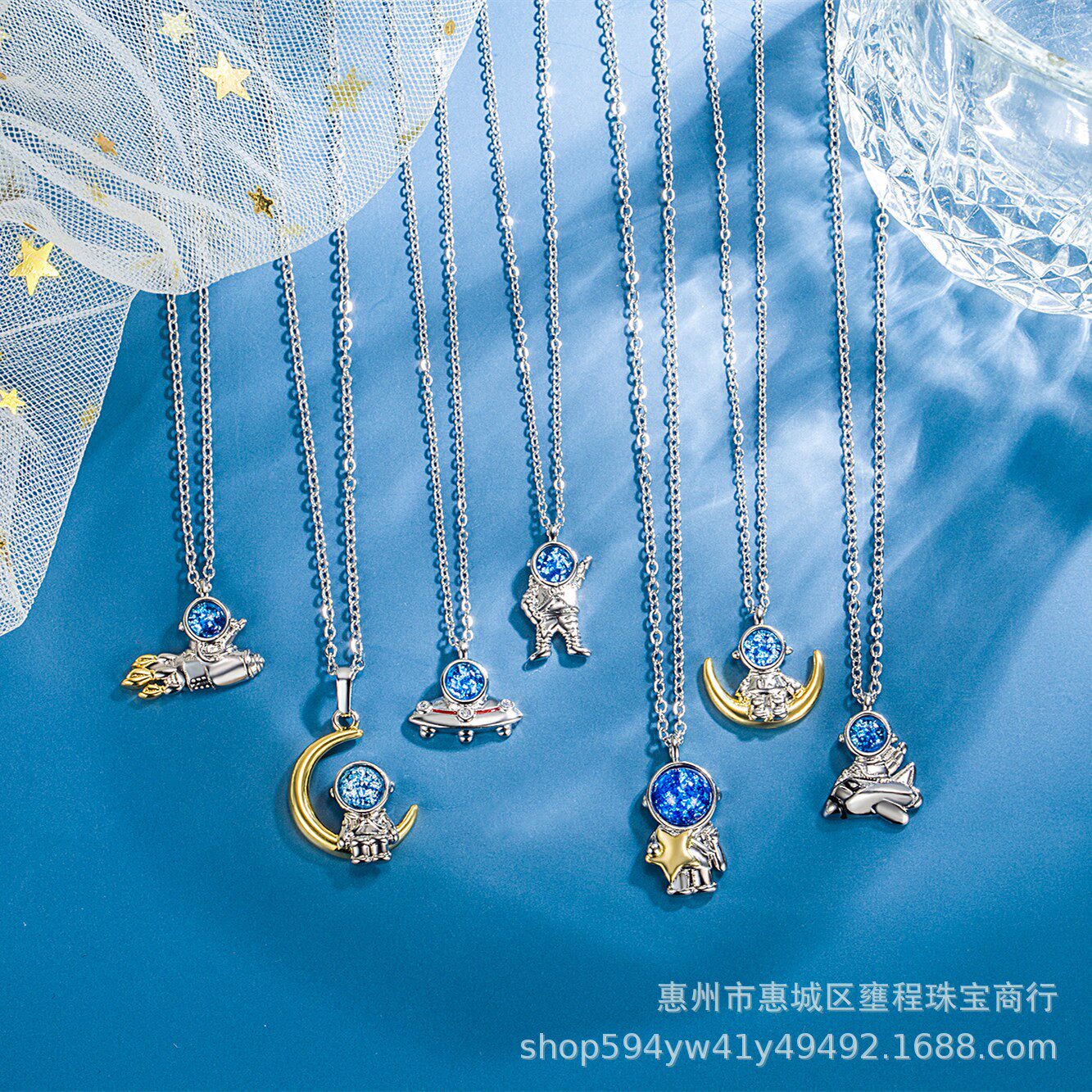 Fashion Moon Spacewoman necklace to students gifts star-air glazed titanium steel cartoon astronauts new