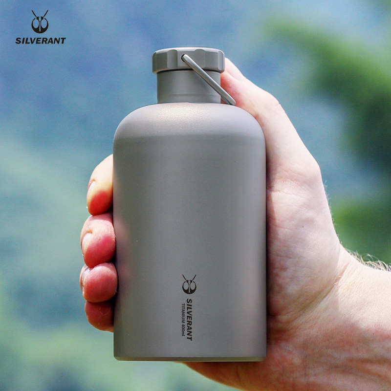 Silver Ants Pure Titanium Riding Kettle Small Mouth Titanium Pot Outdoor Portable Titanium Metal Water Bottle Mountaineering Travel Titanium Alloy Water Cup