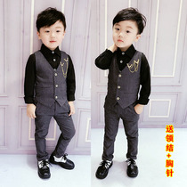 Boy host dress suit British baby flower girl wedding dress handsome children catwalk trendy clothes boy formal dress