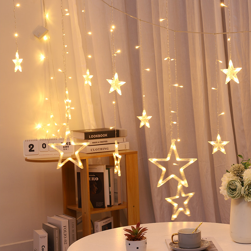 Led light star lamp Xuanguan corridor decorated with colored lights flashing lights string full of stars Dormitory Hang Bed Pentagram Lights