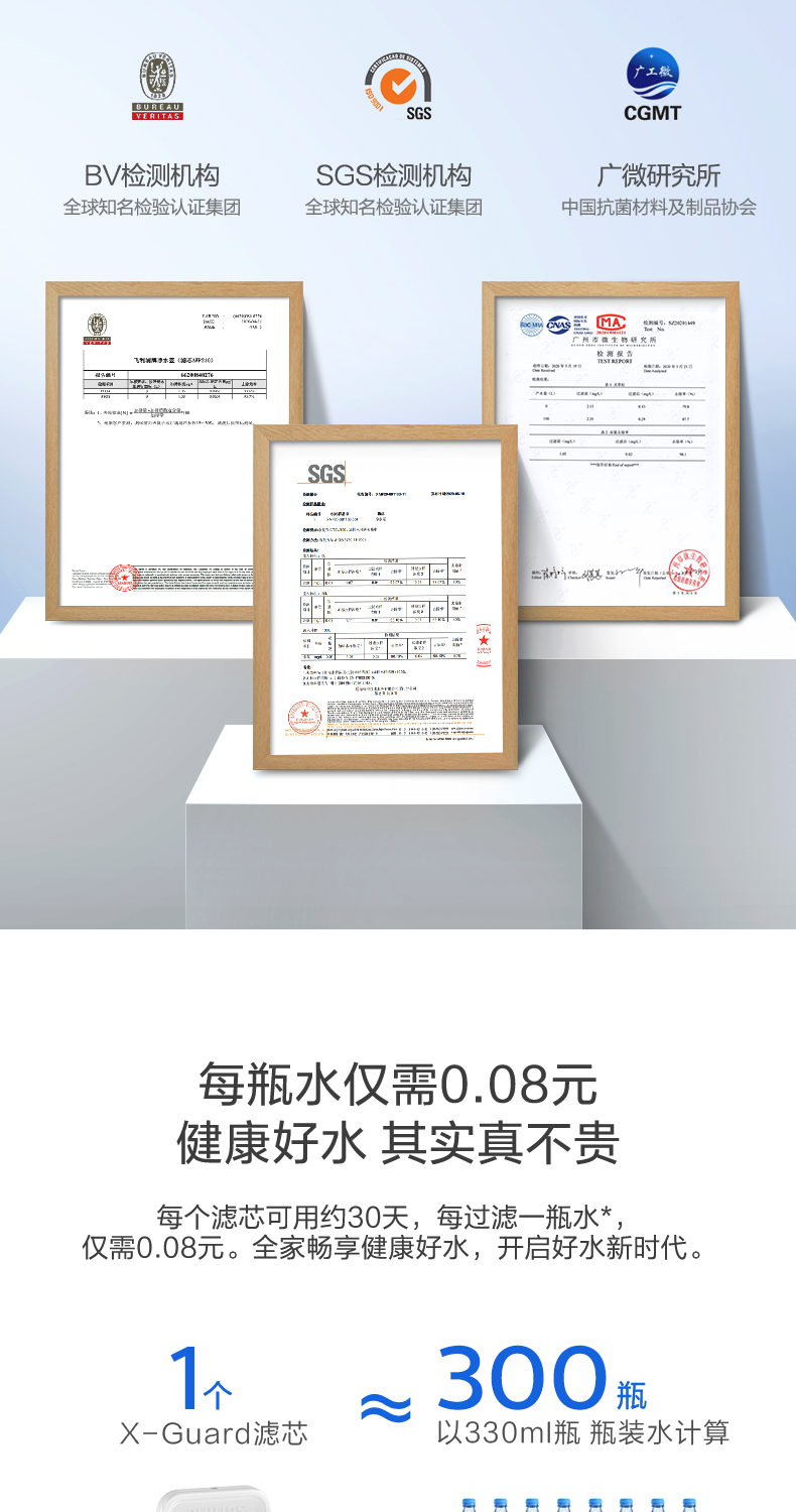 飞利浦 自来水净水壶 1壶7芯装 二代去水垢专家版滤芯 图8