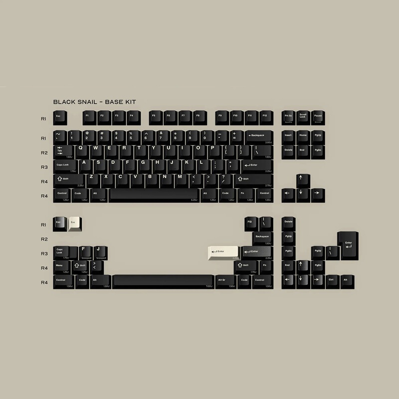 Gmk Cyl Black Snail Double-Shot Abs Keycaps Oem Profile Black Vintage White