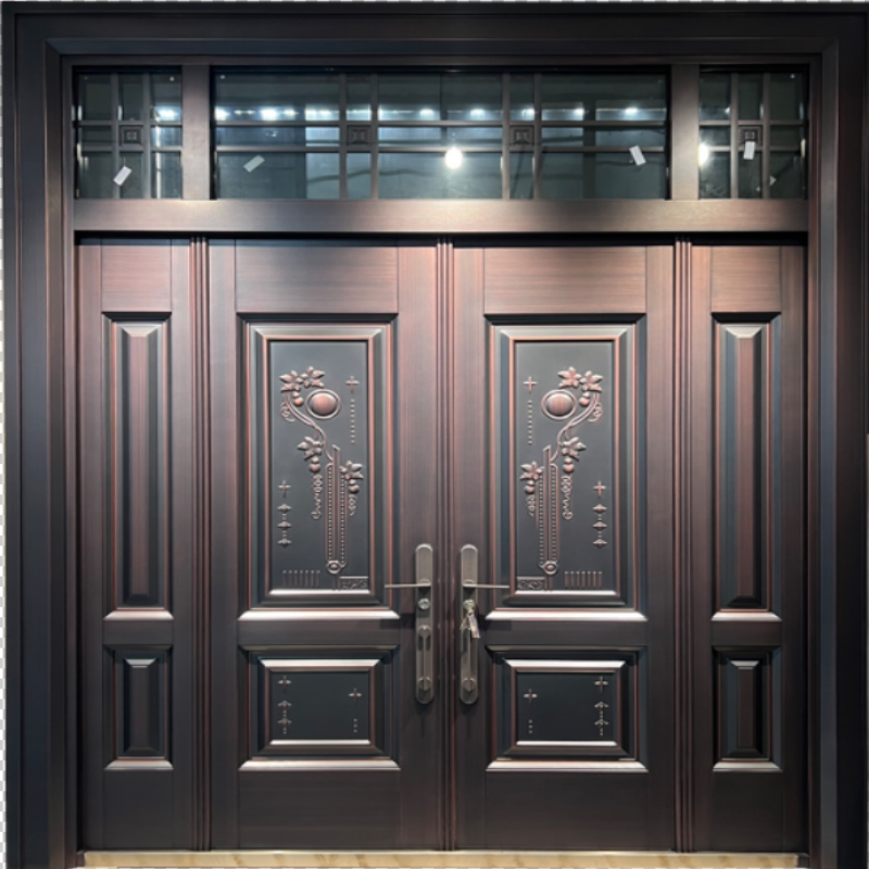 Rural House Stainless Steel Painted Door Cast Aluminum Door Core Spliced Chinese Door Four-Open Double Door Double Door Double Door Single Door