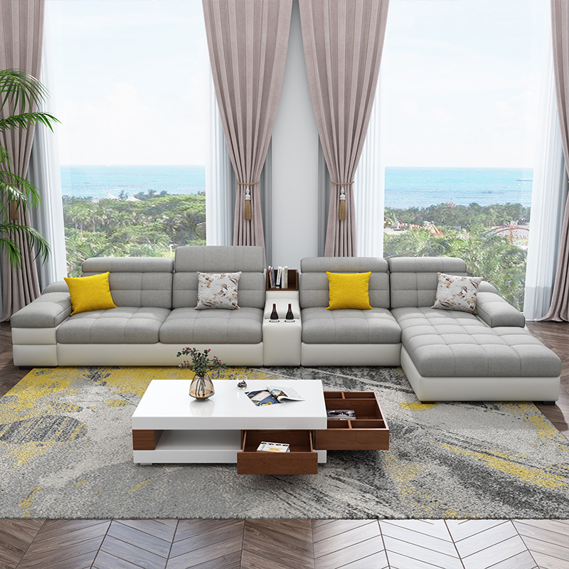 Modern minimalist fabric sofa small apartment living room furniture sofa combination Nordic technology cloth latex sofa light luxury