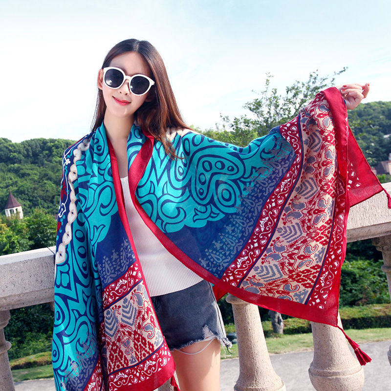 Desert photo shawl National Wind scarf anti-female super large beach towel Joker Four Seasons universal national wind cotton linen