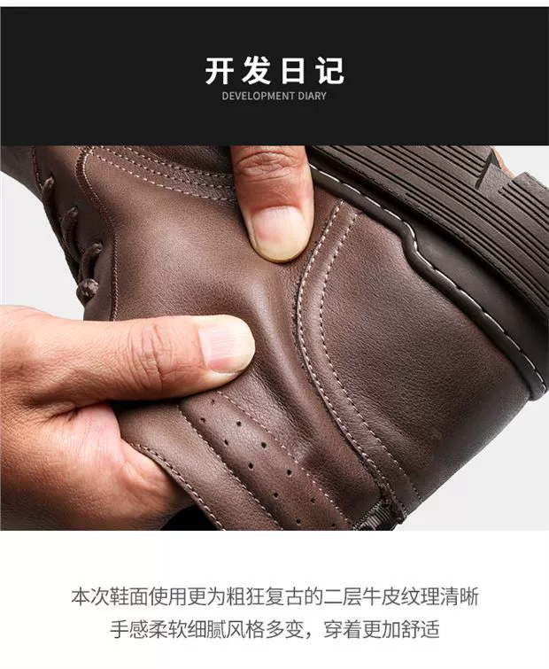 Martin boots cao cổ của nam giới cao cấp phong cách Anh giày dụng cụ mùa đông da giữa đầu hợp thời trang giày nam da sa mạc giày ủng nam - Giày ống