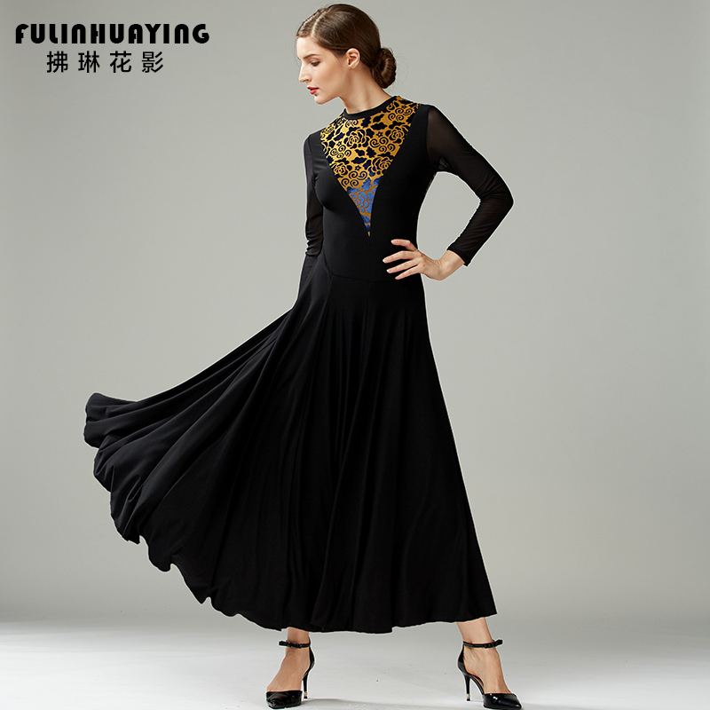 Marinine Flower Shadow Moden Dance New Necklace Dance Dress Social dance practice Mark Dance Foreign Dress Tango Dance Suit
