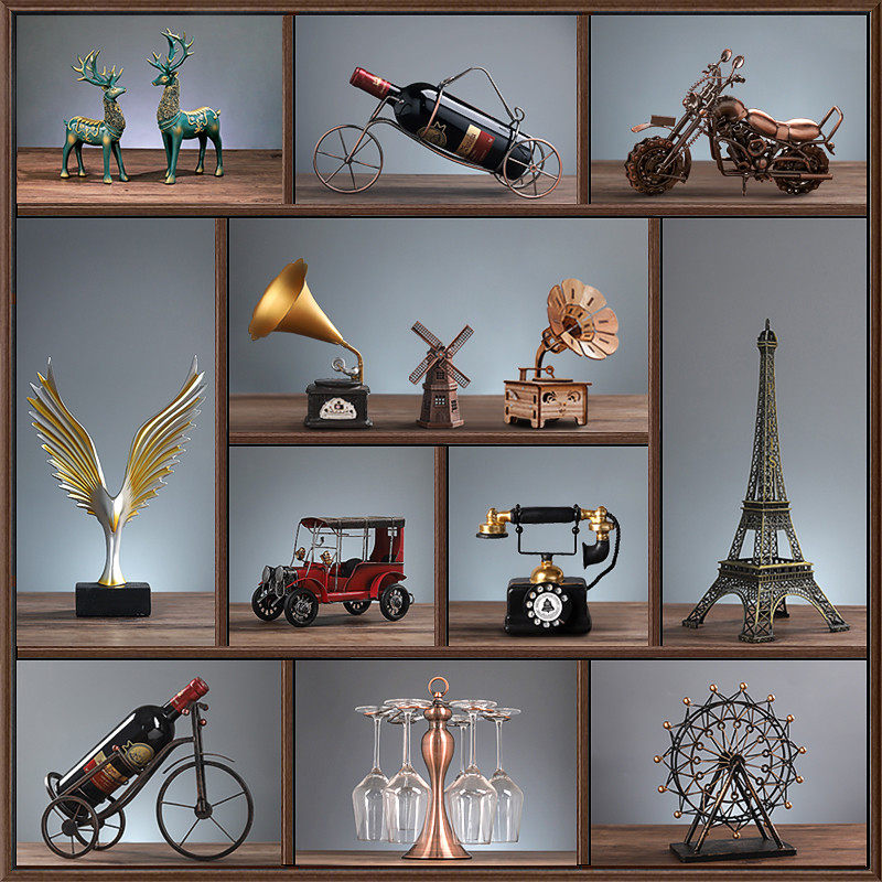 Boss office background cabinet ornaments home bar desktop wall furnishings display goods background wall card