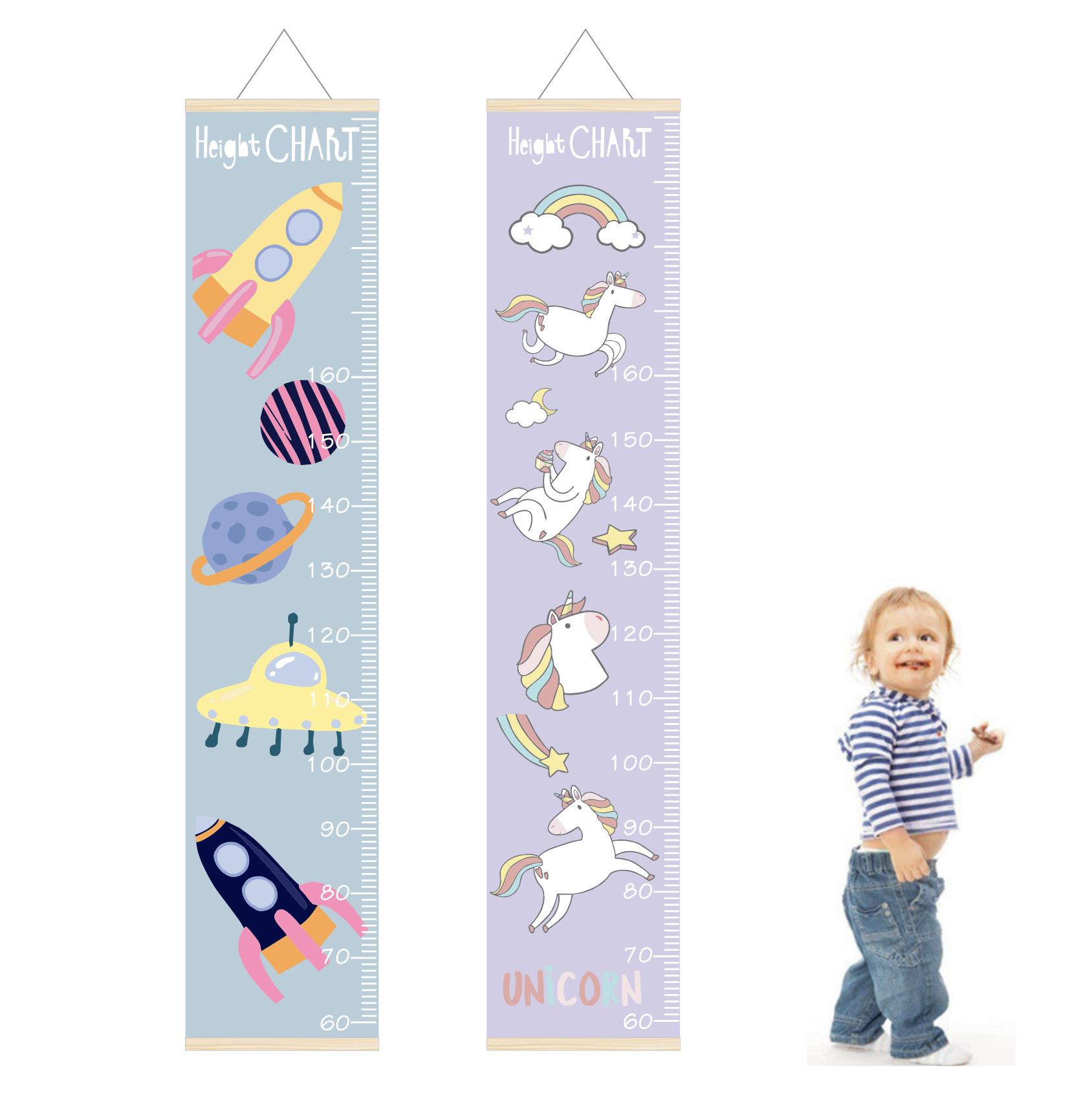 INS Nordic Wind Children House Oil Painting Cloth Height Hanging Ruler Kindergarten Measuring Height Widening version Oil painting height ruler