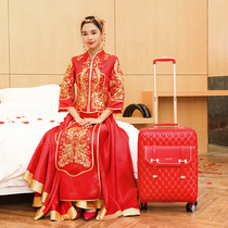 Wedding suitcase dowry box a pair of high-end exquisite big red wedding password lightweight trolley bride dowry pressure