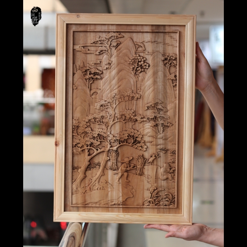 Dongyang Wood Carving Camphor Wood Solid Wood Hanging Decoration for Living Room Entrance Background Wall, Electric Meter Box Cover, Modern Chinese-Style Hanging Screen Dongyang Wood Carving Camphor Wood Solid Wood Hanging Decoration for Living Room Entrance Background Wall, Electric Meter Box Cover, Modern Chinese-Style Hanging Screen