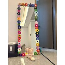 diy puff flower mirror transformation material edging full body mirror puff flower creative handmade floor mirror frame decoration