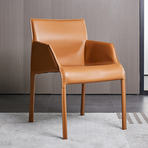 LDAD saddle leather home dining chair simple Italian minimalist with armchair hotel cafe negotiation leisure chair