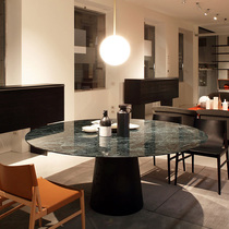 LDAD Nordic natural marble dining table and chair combination modern minimalist household small apartment solid wood round dining table