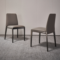 Nordic Italian leather chair home small apartment modern minimalist dining chair can be customized leisure iron stool backrest chair