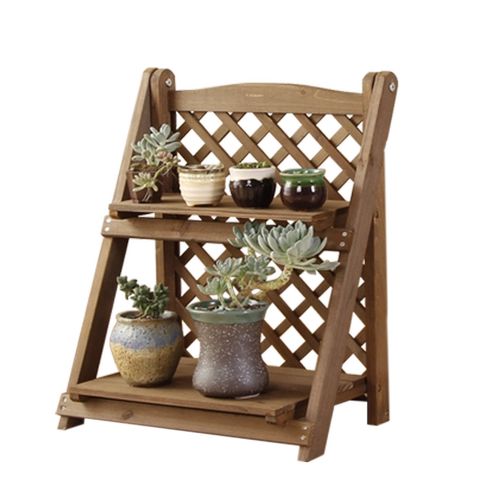 Два -слойная мини -сплошная древесина маленькая цветочная полка, сочный настольный эркуальный окно, многослойные столы на столешнике на полке балкона